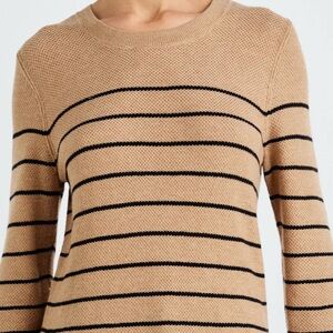 GAP Factory Tan and Black Striped Crewneck Sweater